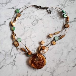 Layered statement necklace with massive pendant